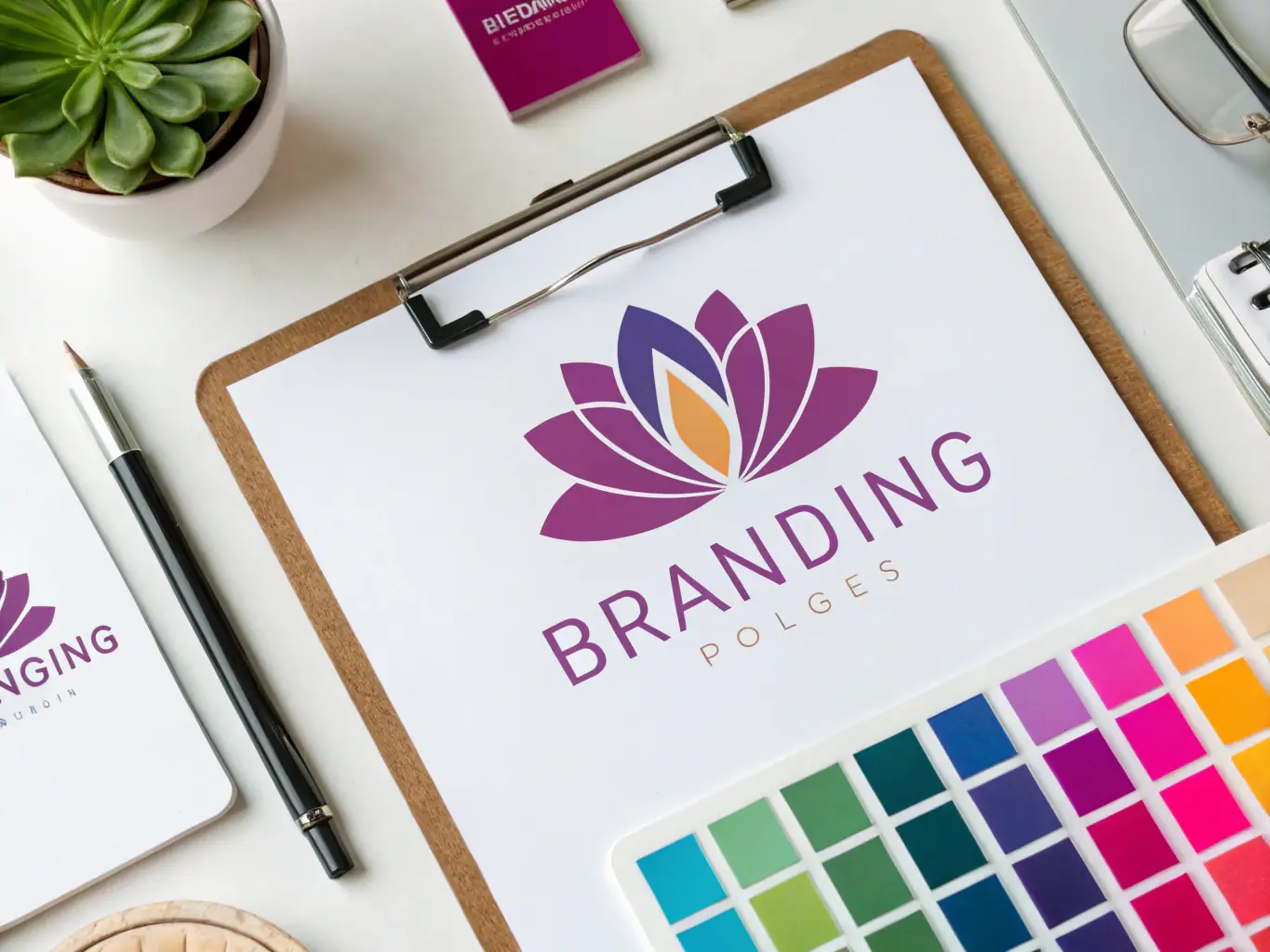 A professionally designed logo and branding package, featuring a unique symbol, typography, and color palette, suitable for a modern business or startup.