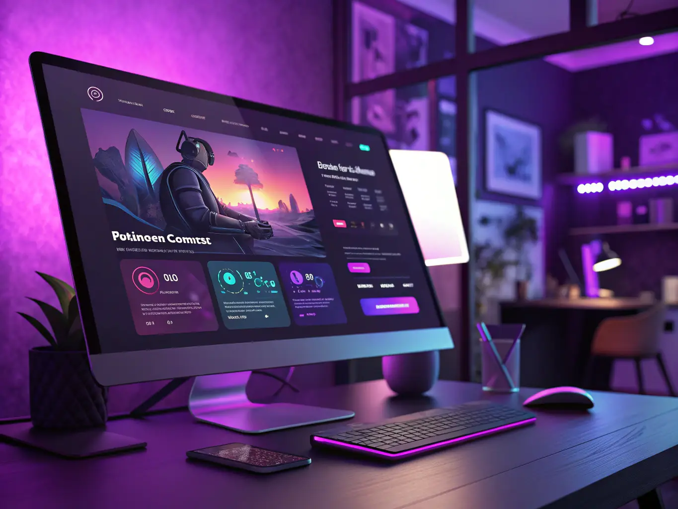 A visually appealing and modern website design concept, showcasing clean lines, intuitive navigation, and a vibrant color scheme, suitable for a tech startup or creative agency.