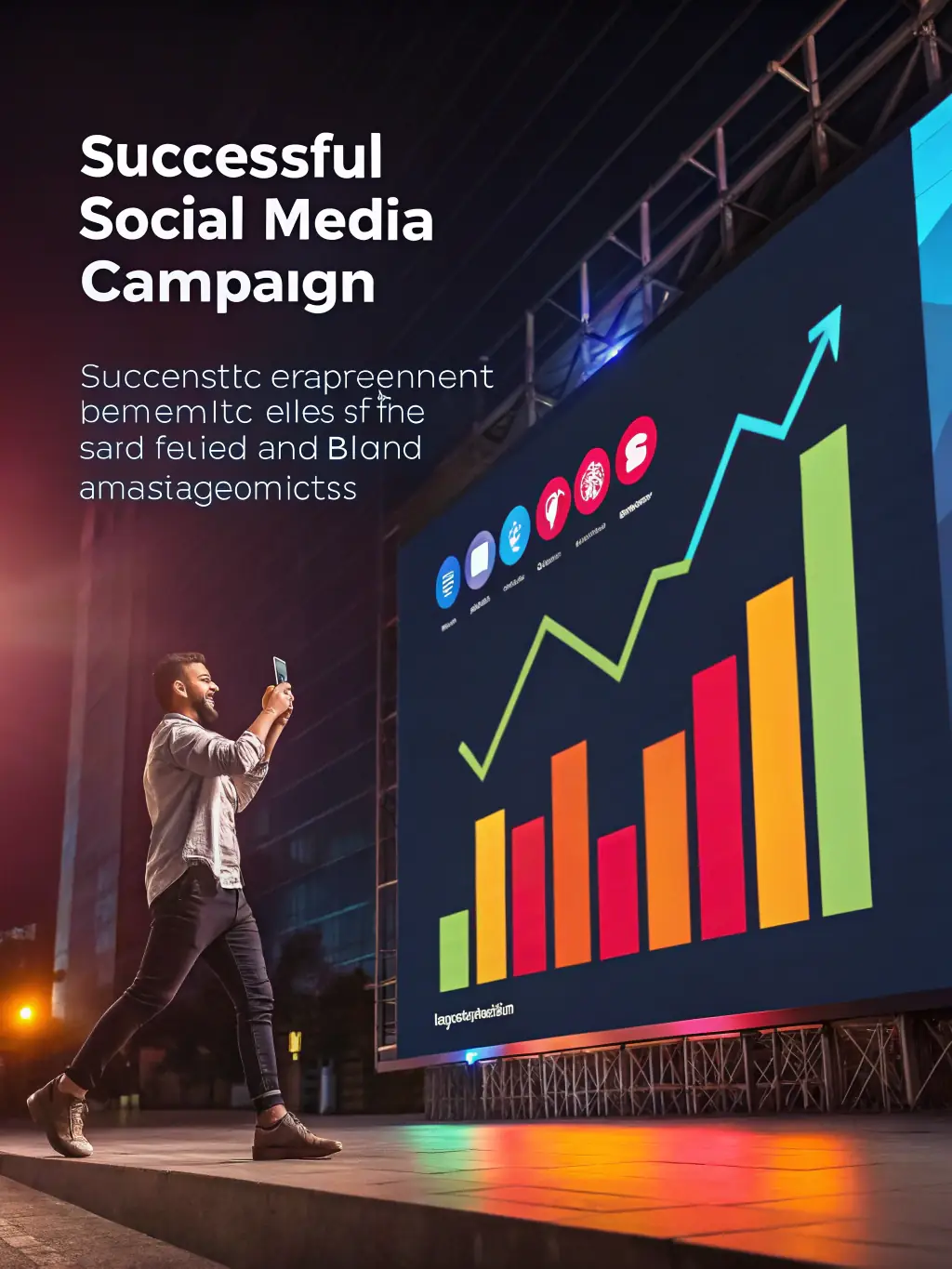 A vibrant and dynamic social media campaign design, showcasing engaging content and strategic branding, representing WEBLAB's Social Media Marketing service.